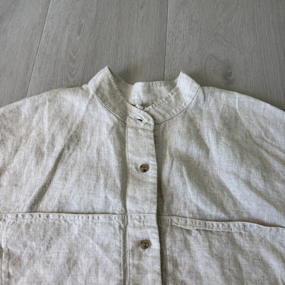 Arket 100% Linen Shirt Short Sleeved Oversized Women's Size EU 36 Color Natural